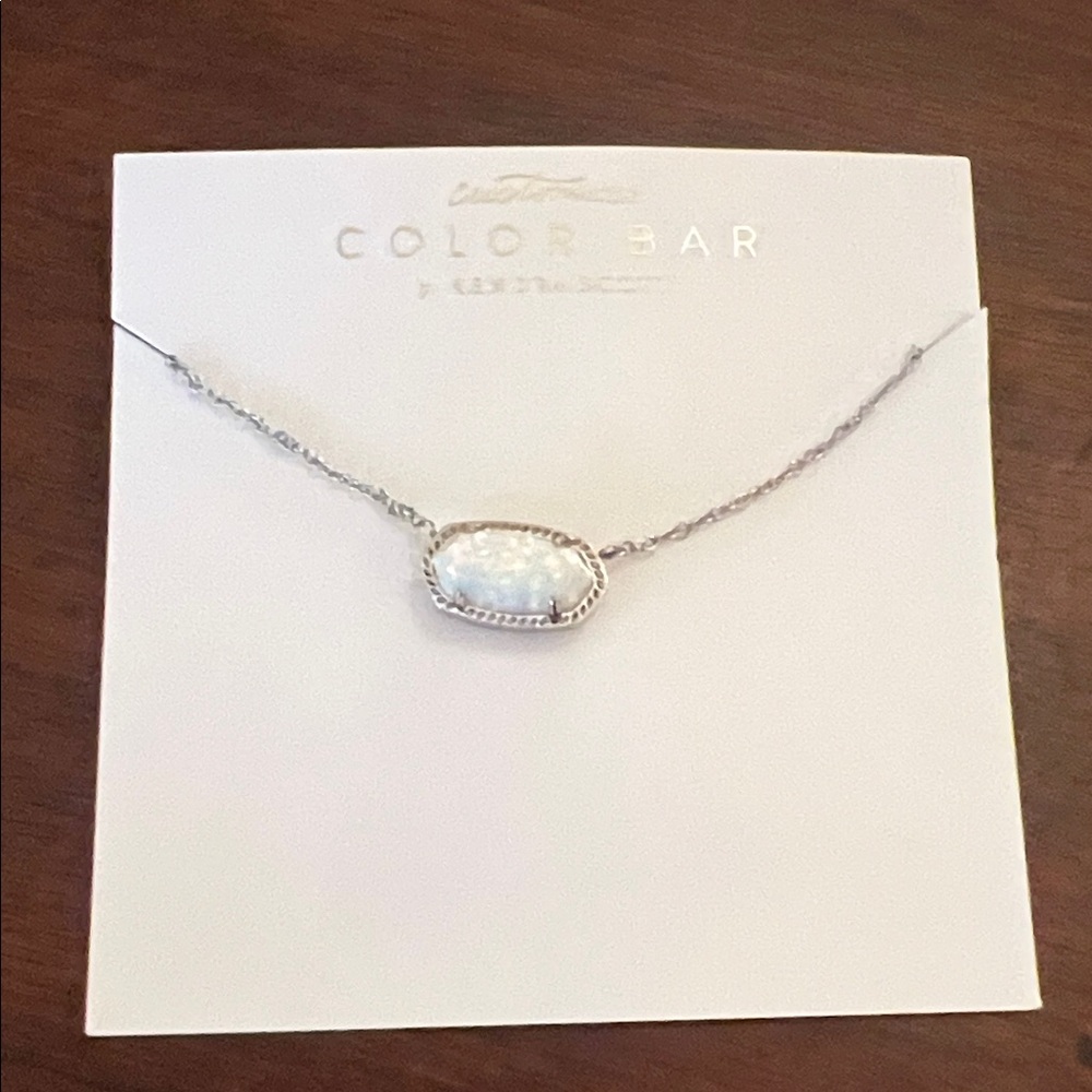 Kendra Scott Silver Necklace with Iridescent Stone